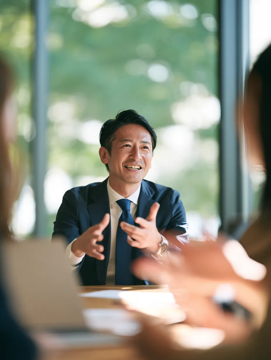 相談相手と話す地域事業者